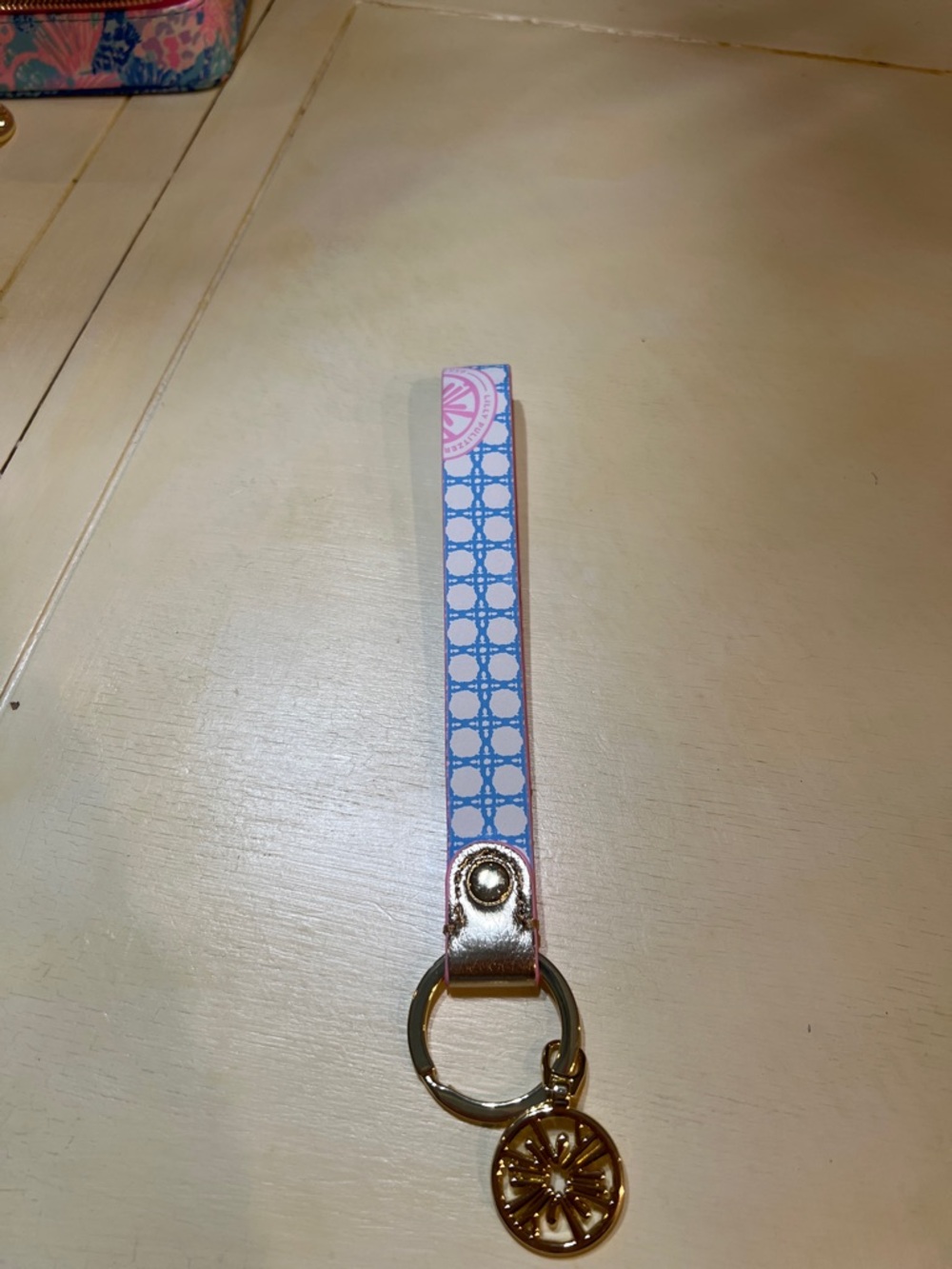 Lilly Pulitzer durable leatherette strap key chain